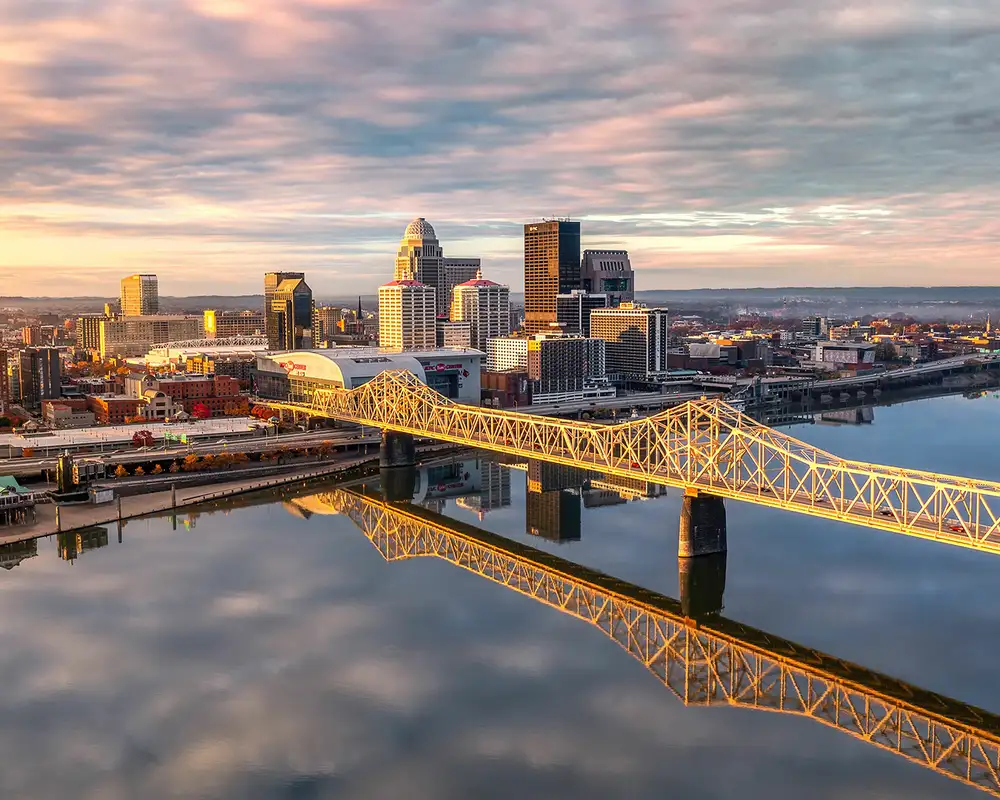 An Aerial view of the Skyline of Louisville, Kentucky