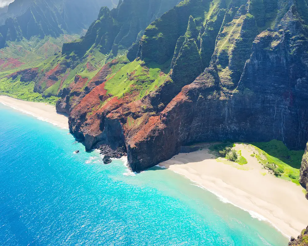An aerial view of Kauai