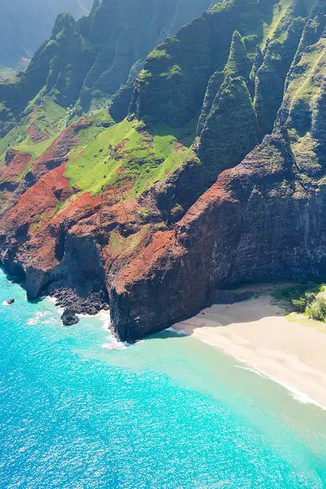 An aerial view of Kauai