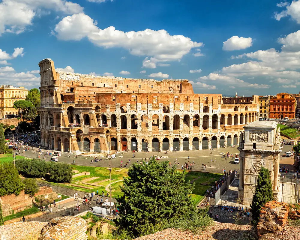 An image of the Roman Colosseum in Rome, Italy