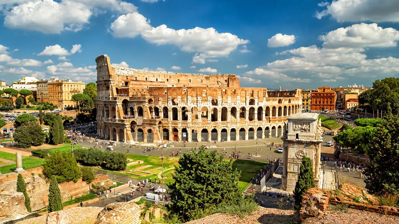 An image of the Roman Colosseum in Rome, Italy