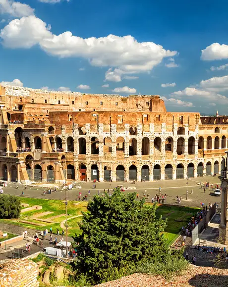 An image of the Roman Colosseum in Rome, Italy