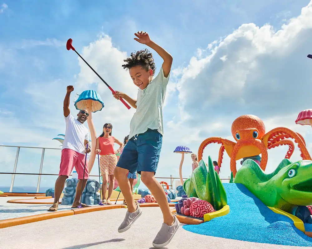 People playing Mini Golf aboard a Royal Caribbean ship