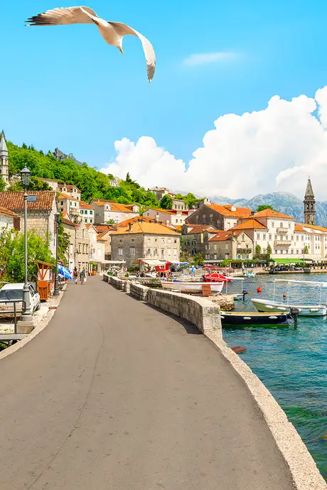 A View of a Waterfront Path in Kotor, Montenegro