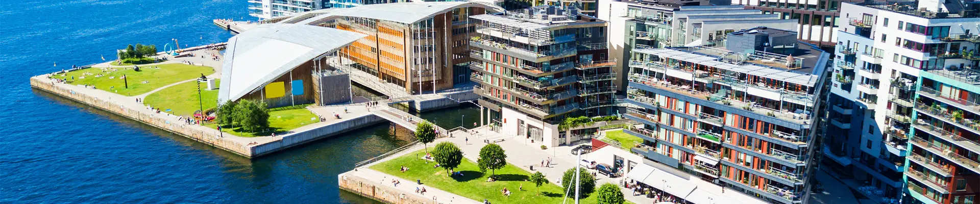 An aerial view of Oslo Harbour