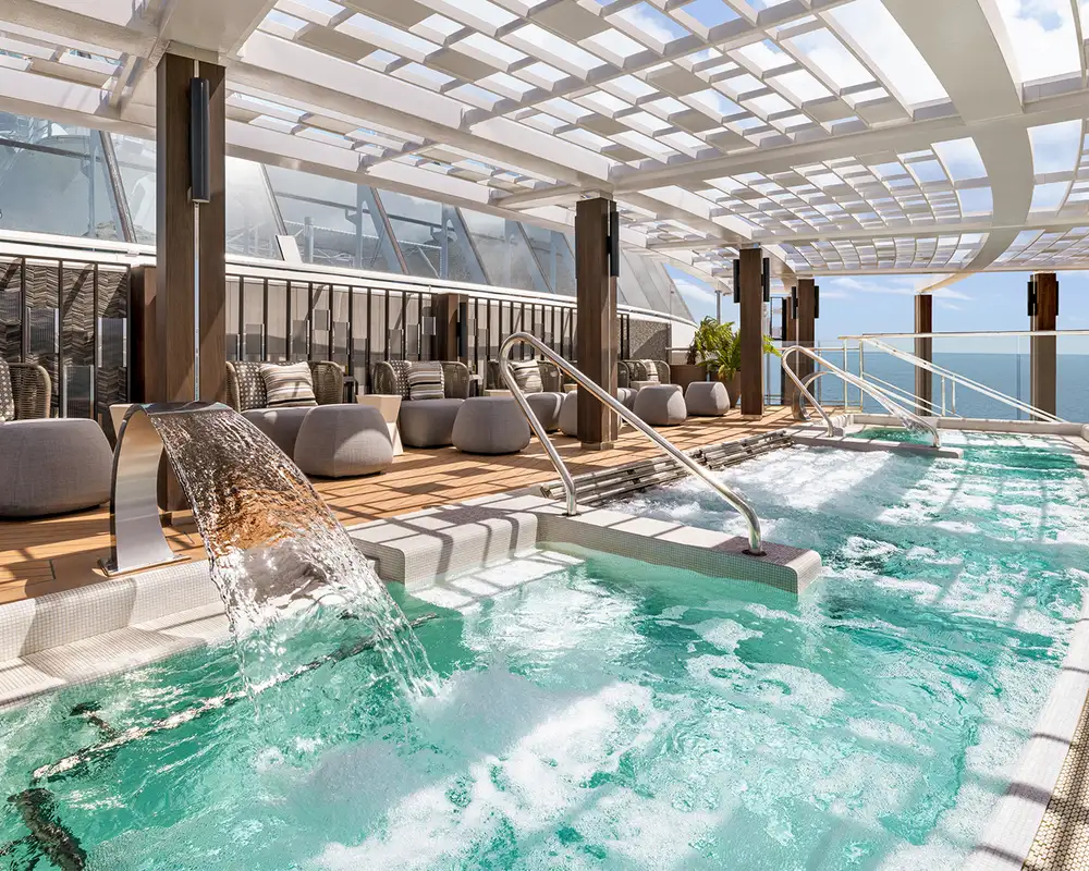 A View of a hot tub in a sundeck aboard a cruise ship