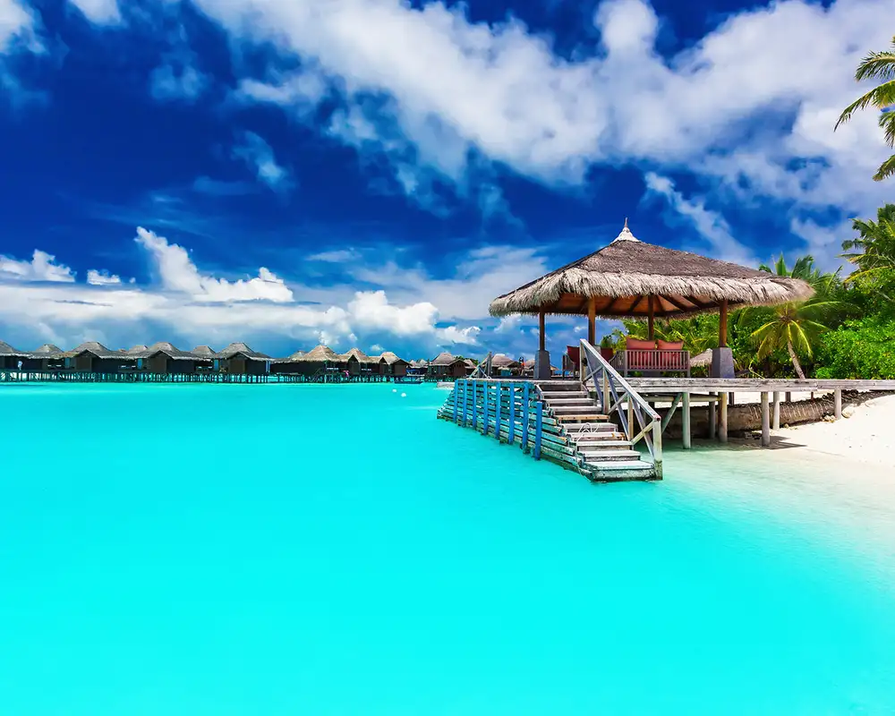 A beach on the French Polynesian Island of Bora Bora.