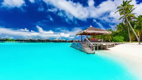 A beach on the French Polynesian Island of Bora Bora.