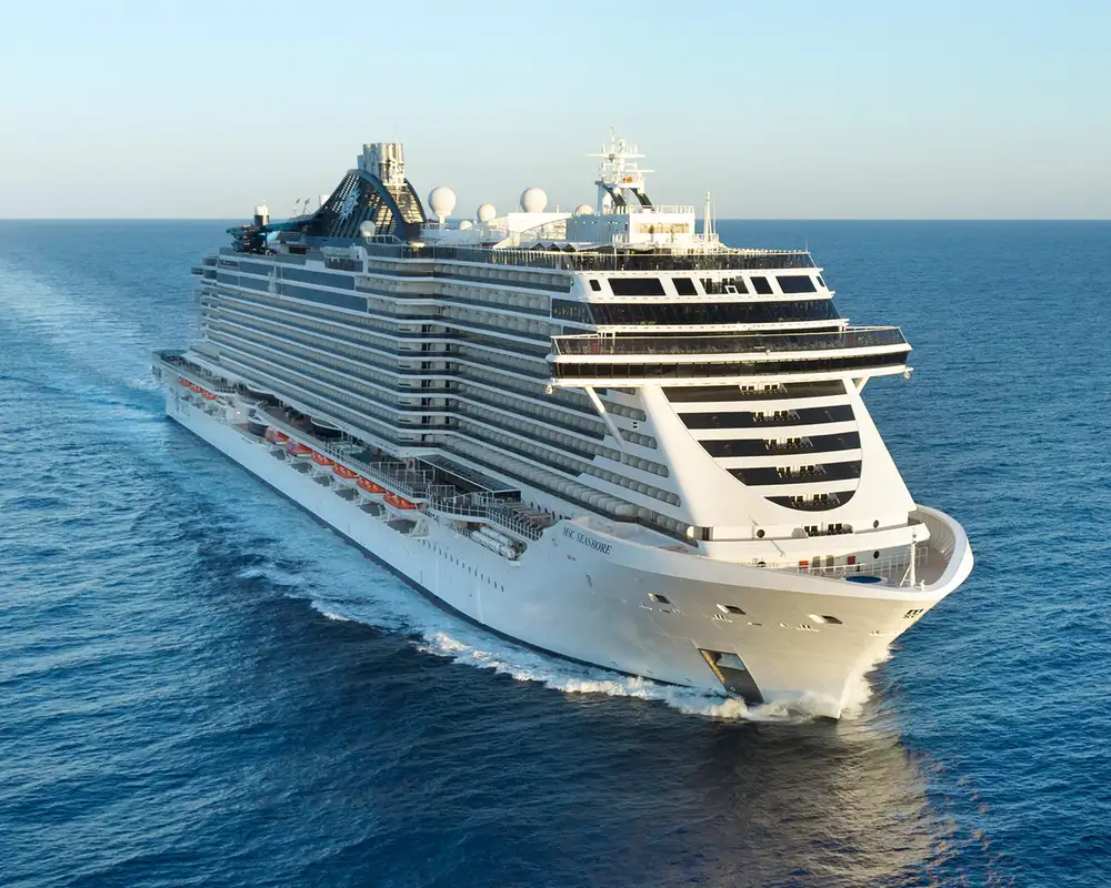 The MSC Seashore at sea