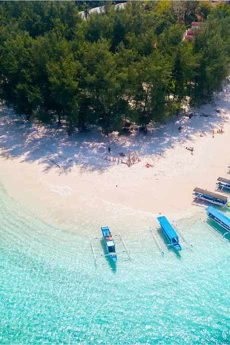 A View of Boats docked at Gili Rengit in Lombok, Indonesia