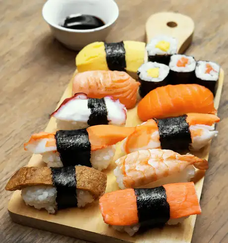 A serving of sushi