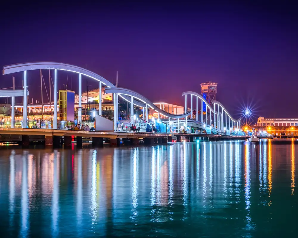 Barcelona Port at night