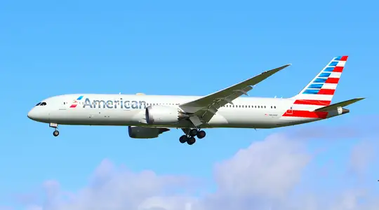 An American Airlines Plane in the Air