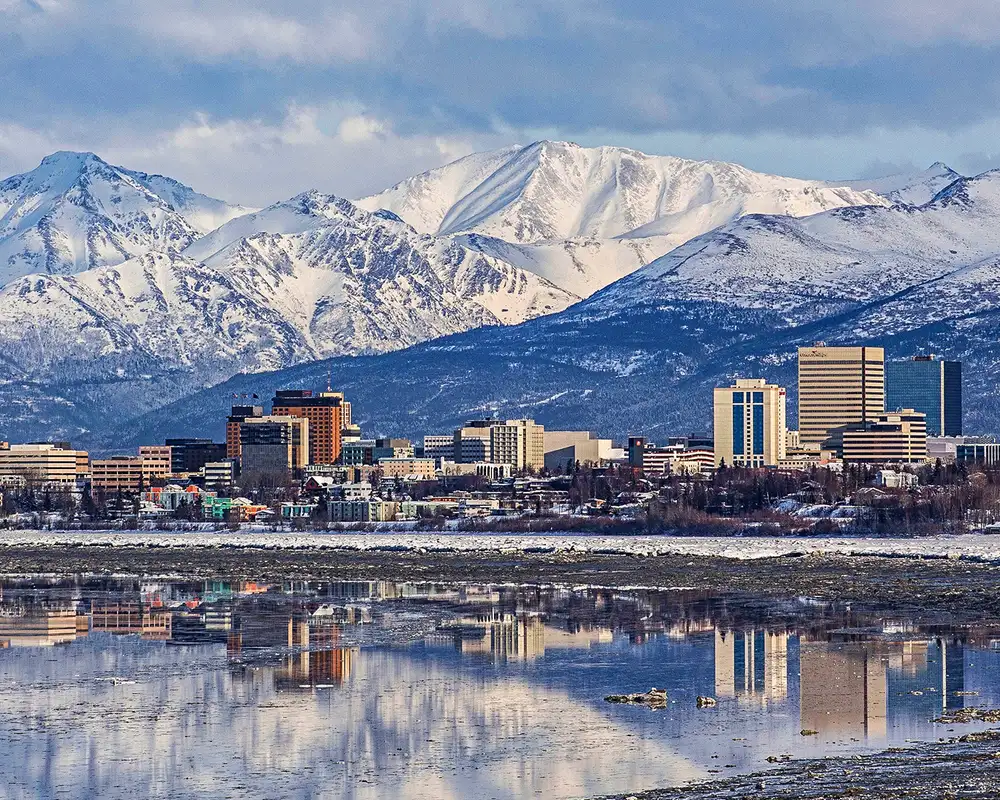 A view of the skyline of Anchorage, Alaska