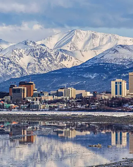 A view of the skyline of Anchorage, Alaska