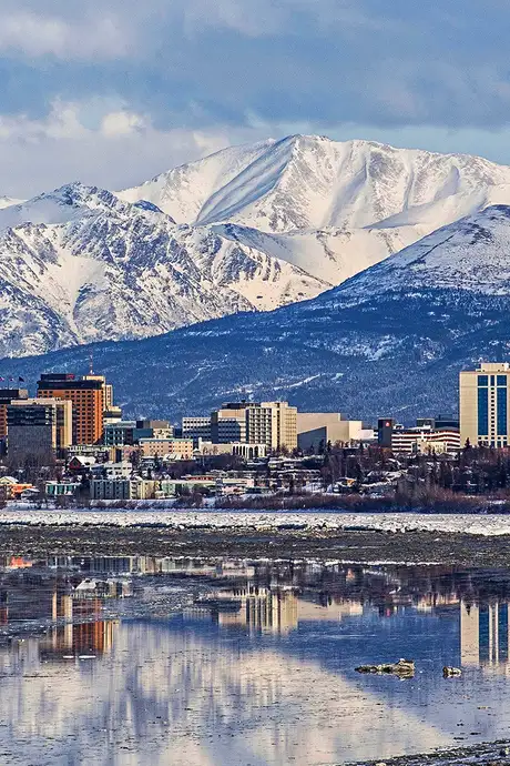 A view of the skyline of Anchorage, Alaska