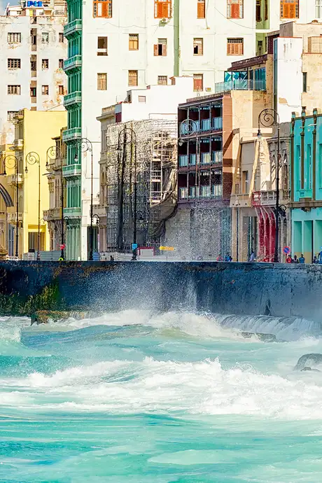 A View of a Seawall, the Malecon, in Havana, Cuba