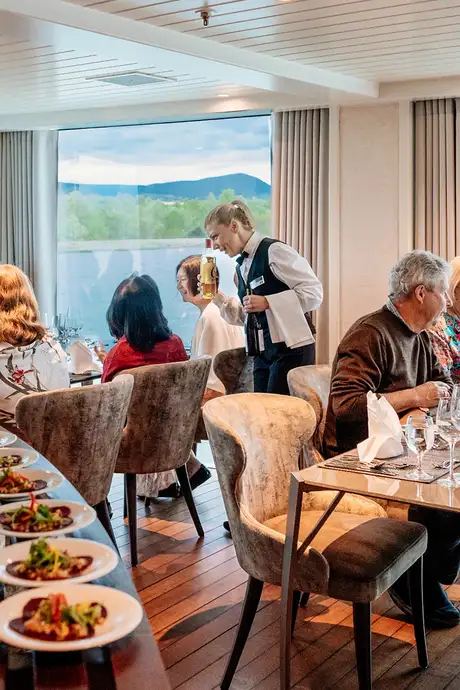 A View of The Chefs Table Restaurant on Amawaterway Ships