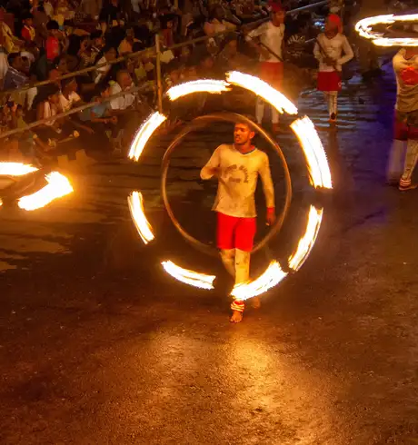 A View of performers at the Kandy Esala Perahera Procession in Kandy, Sri Lanka