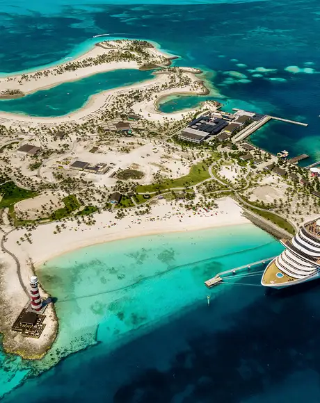 An Aerial view of Ocean Cay in the Bahamas