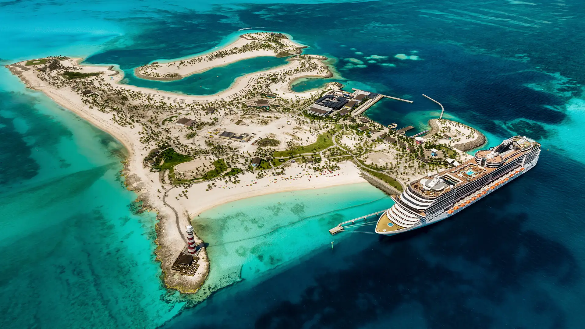 An Aerial view of Ocean Cay in the Bahamas