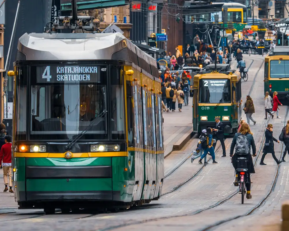A View of a Main street in Helsinki, Finland