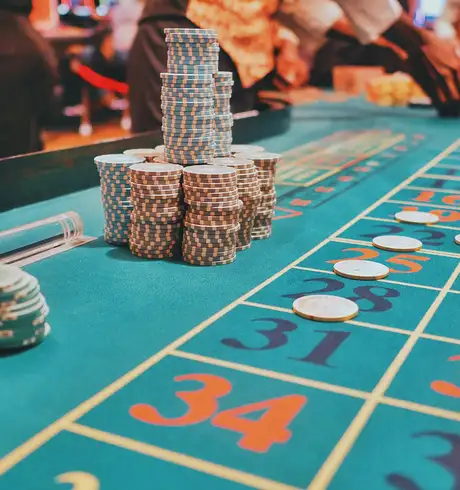 A roulette table in a casino