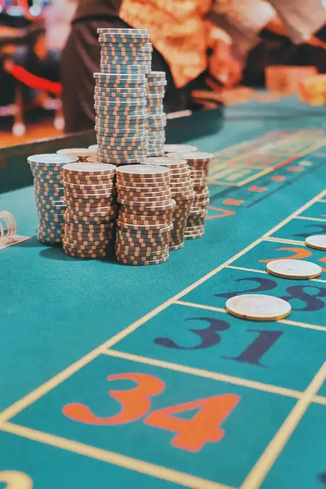 A roulette table in a casino