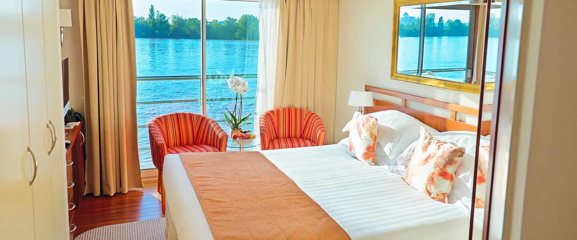 A View of a Balcony Room on an AmaWaterways Ship