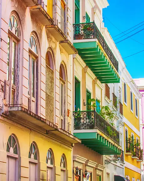 A row of colourful houses in Puerto Rico