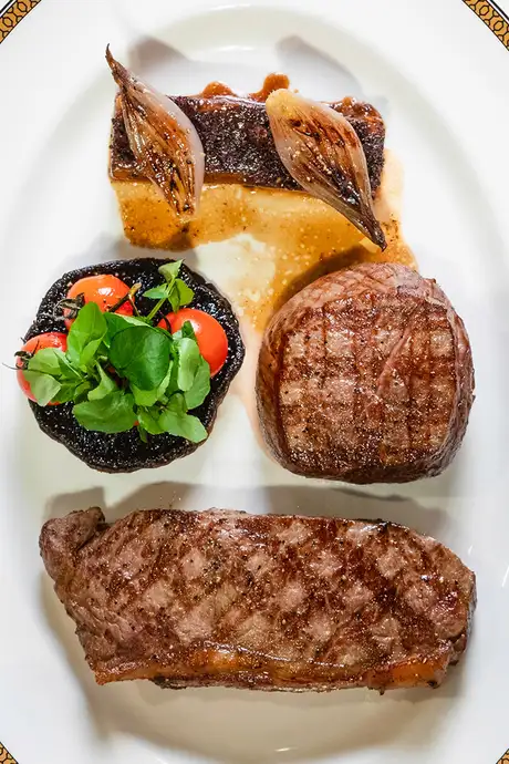 A wide range of food served at The Steakhouse aboard Cunard Ships