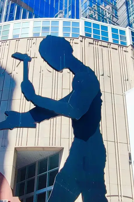 A piece of art outside of the Seattle Art Museum