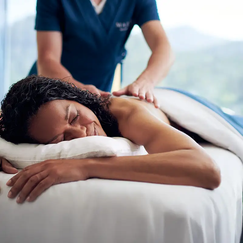 A person getting a massage on a Cunard Ship