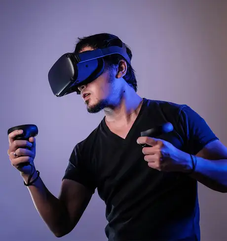 A Man Playing with a VR Headset
