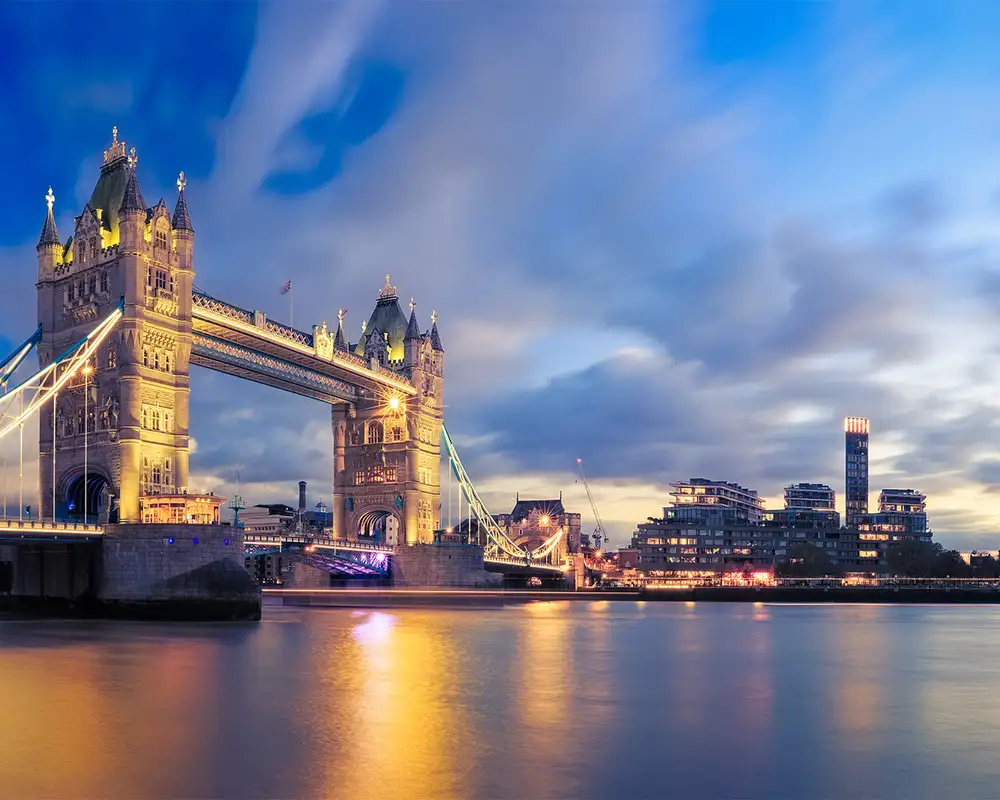 A View of London Bridge at Night