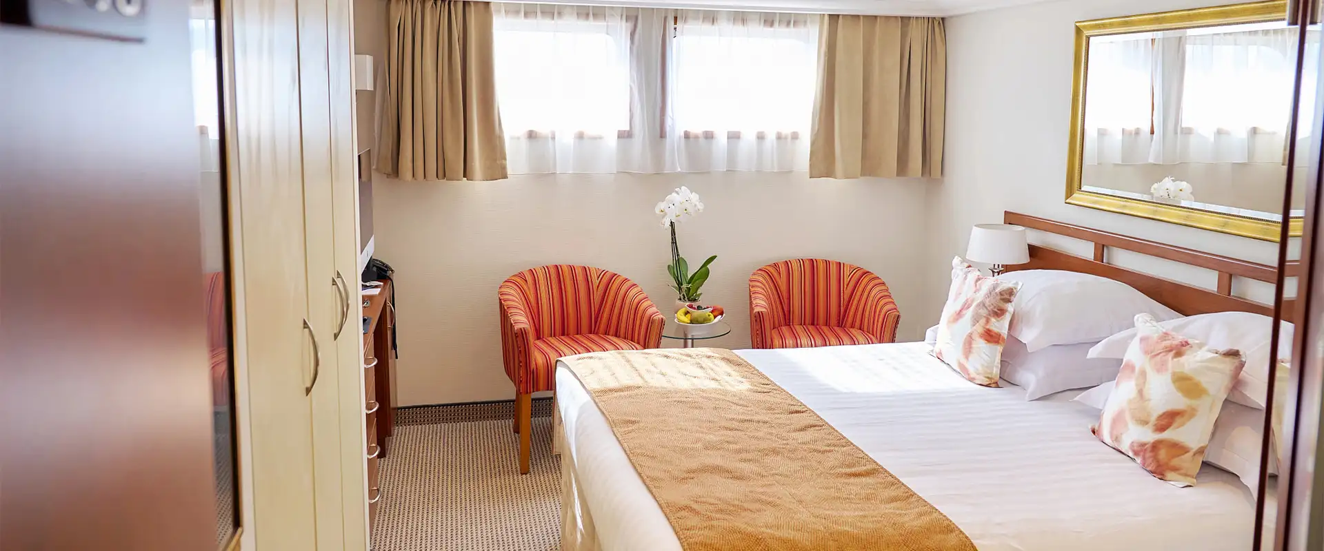 A View of a Fixed Window Room on an AmaWaterways Ship