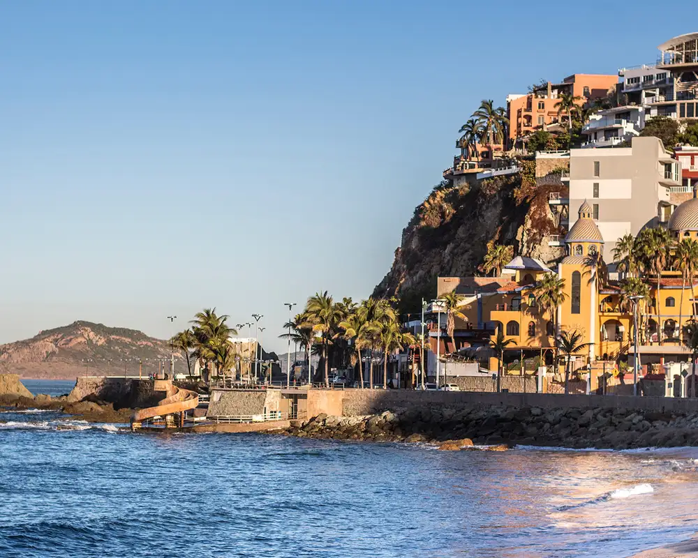A View of a Hill covered in buildings in Mazatlan, Mexico