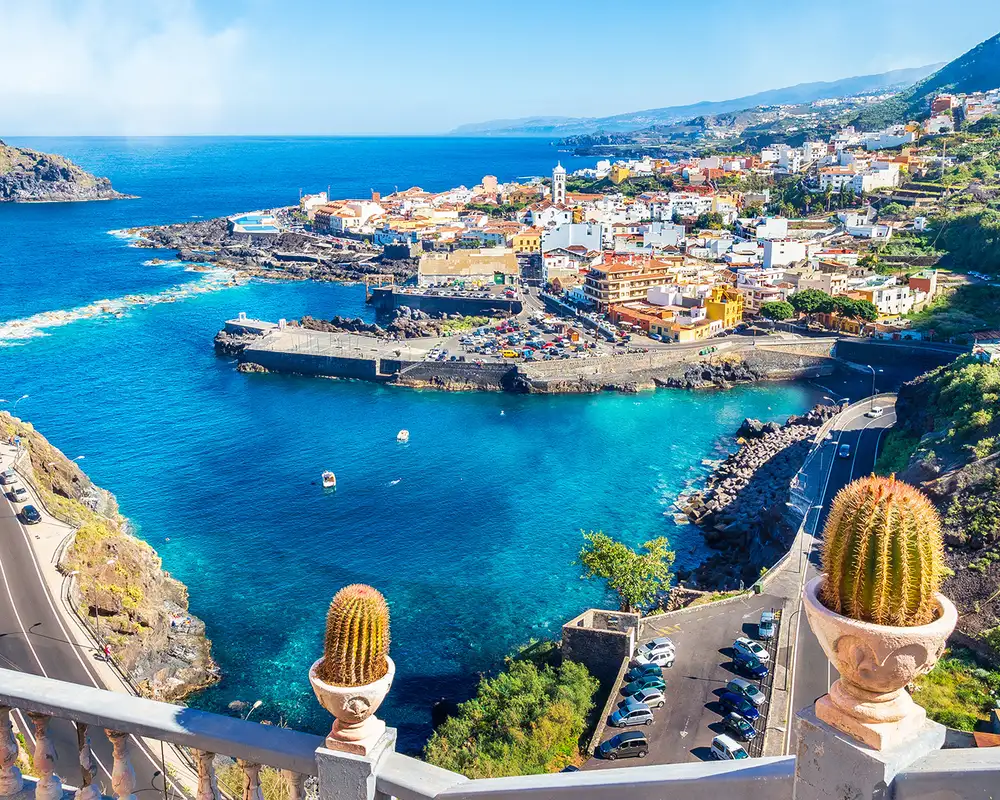 A view of a dock in the Canary islands from above