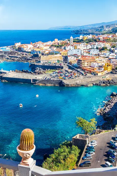 A view of a dock in the Canary islands from above