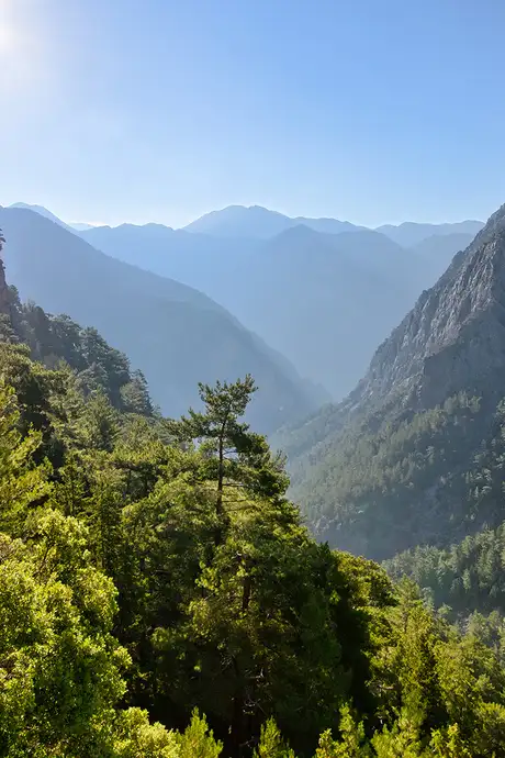 A landscape shot of Samaria Gorge in Crete