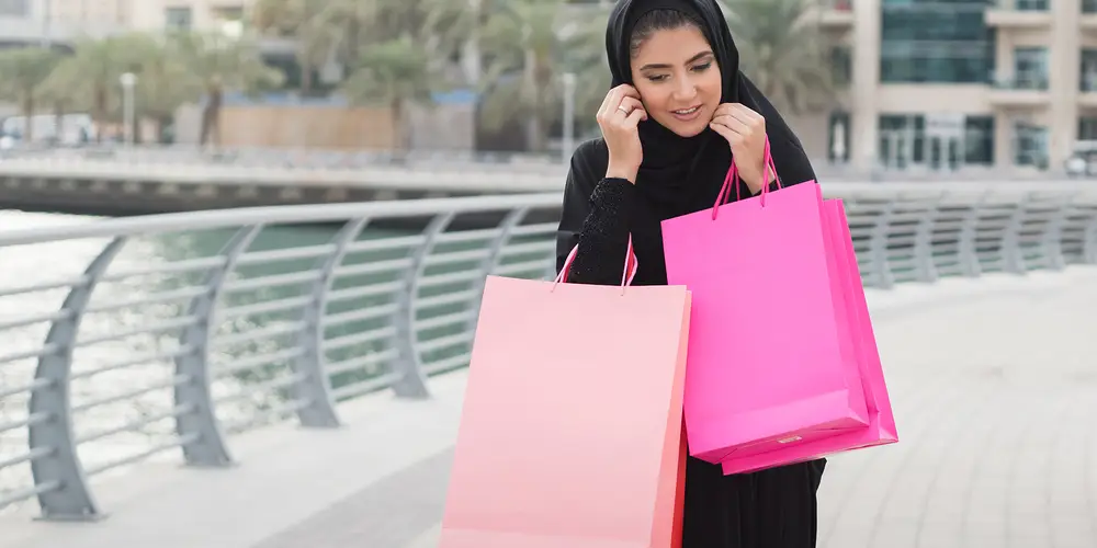 A woman with shopping bags