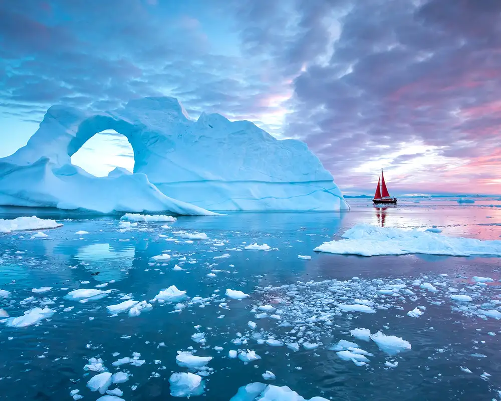 A view of a glacier in Greenland