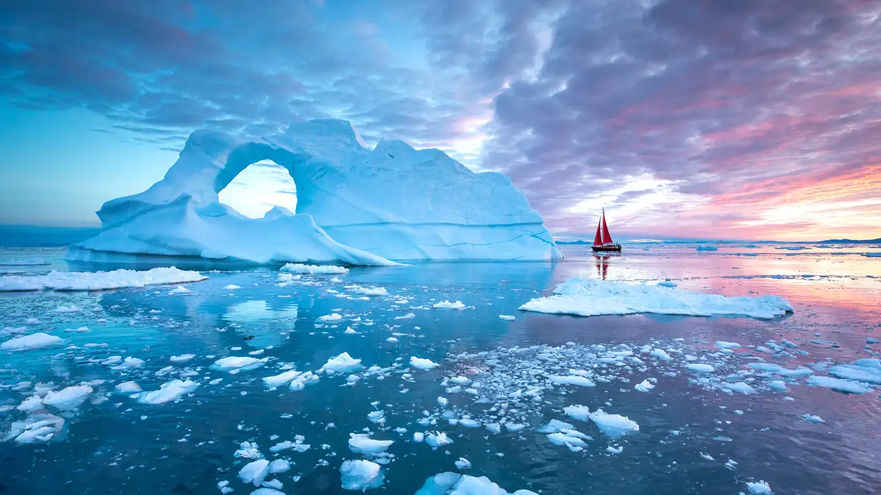 A view of a glacier in Greenland