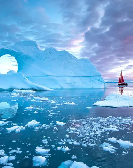 A view of a glacier in Greenland