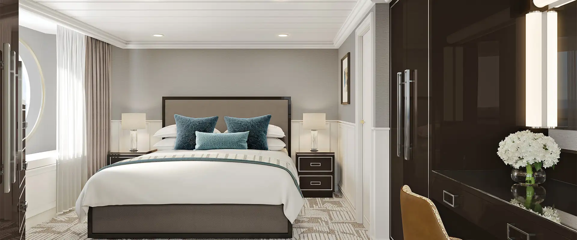 A View of the Vista Suite Bedroom aboard the Aurelia