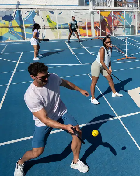 People playing Pickleball onboard a Royal Caribbean Ship