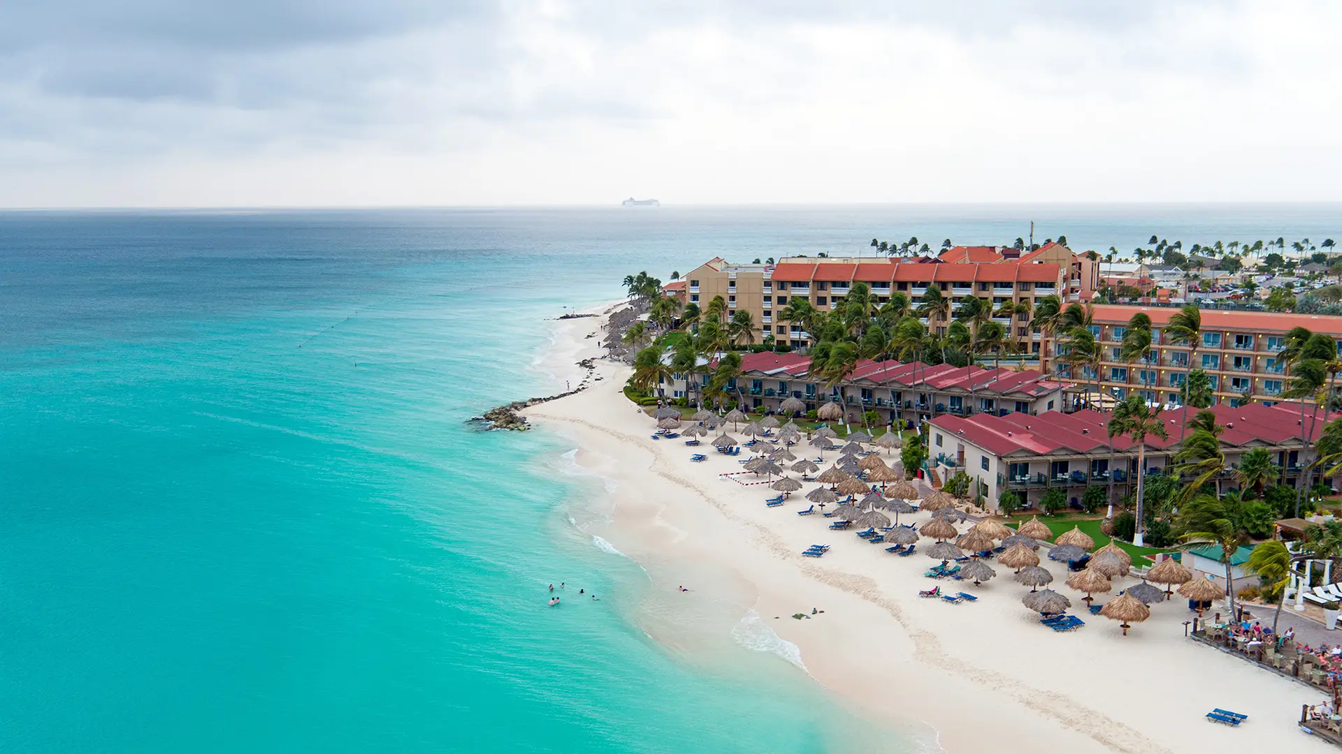 A Beach resort on an Island in the Caribbean called Aruba.