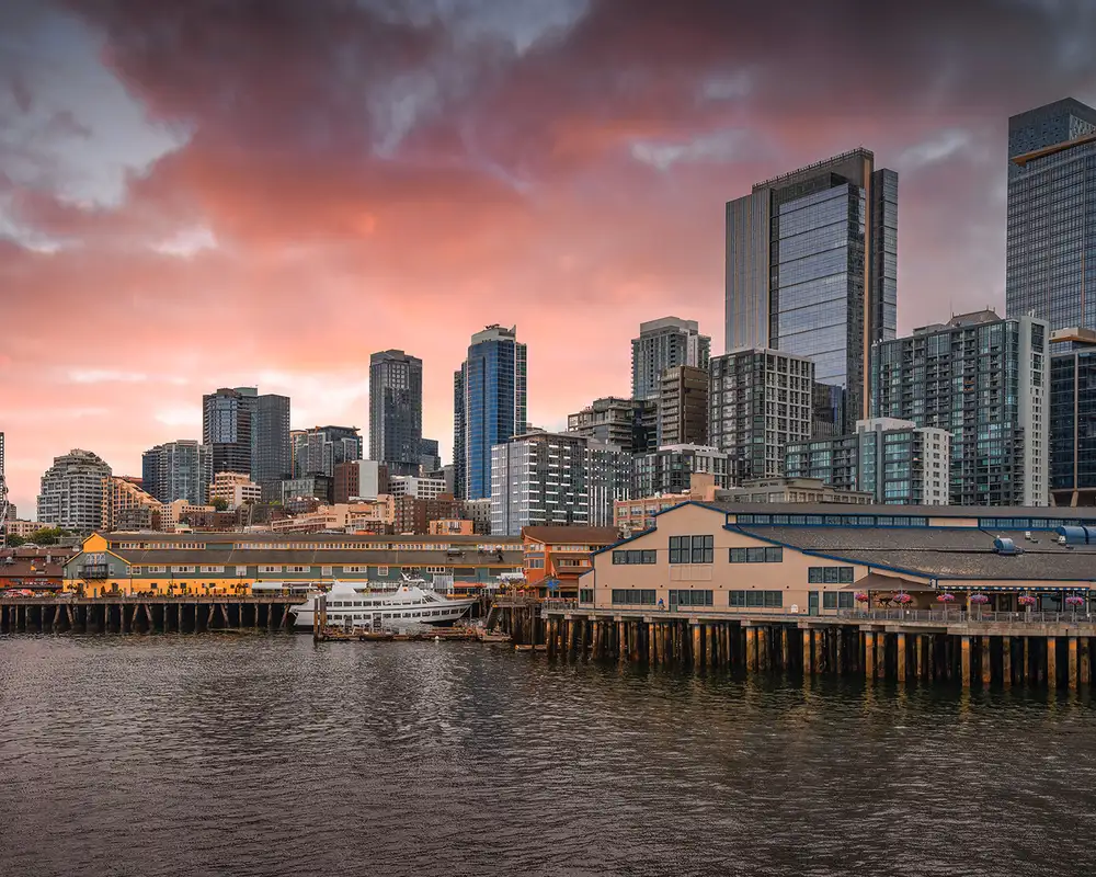 The view of Seattle from Elliott Bay