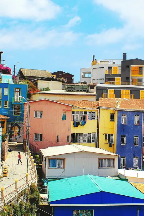 A view of the Colourful buildings in Valpariso, Chile