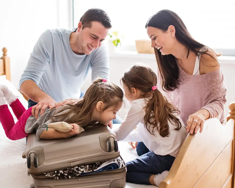 A family preparing to go on holiday